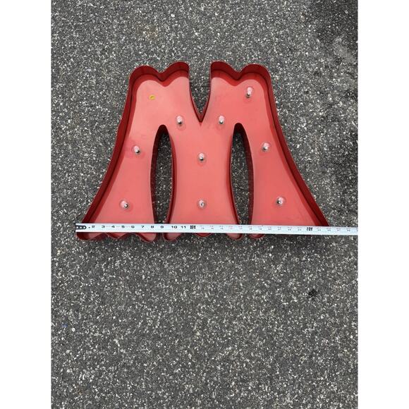 Marquee Letter "M" Decorative Sign Red Light Up Metal Home Decor Party - Picture 2 of 12